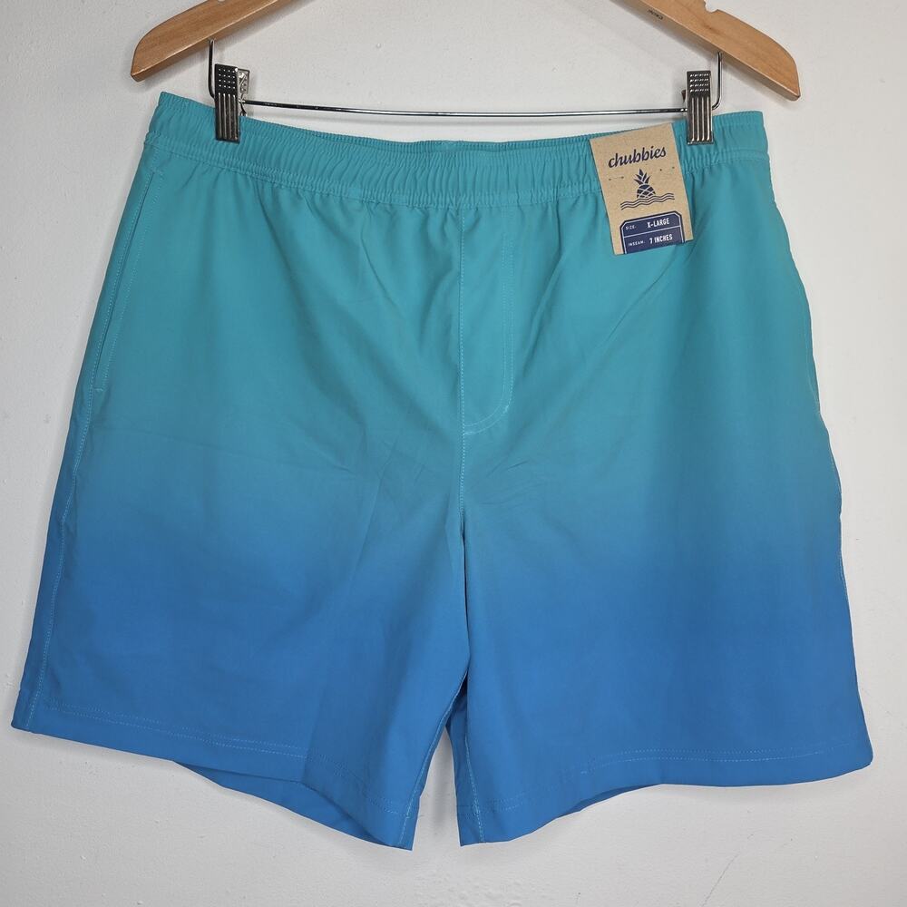 Chubbies Shorts XL 7" The Good Boys Athlounger Blue Ombre NWT Dog Liner